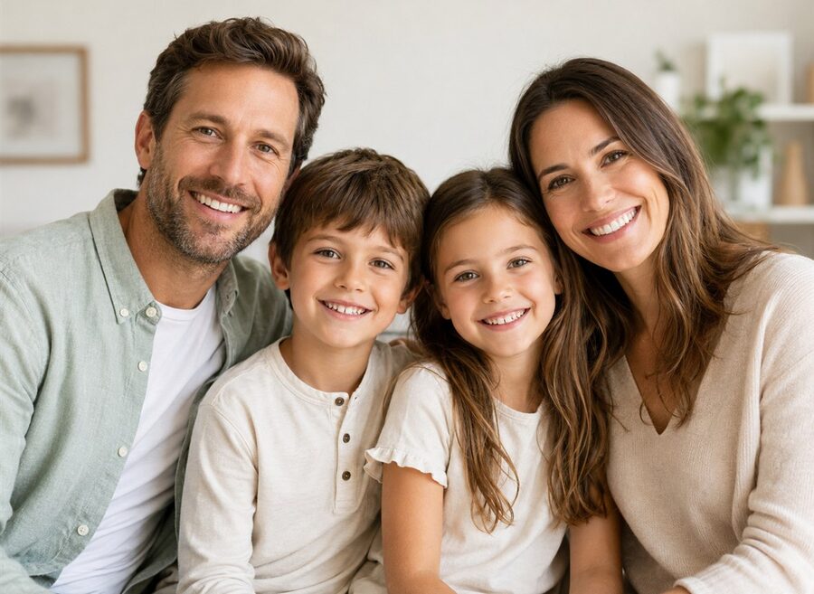Original photo of a family of four