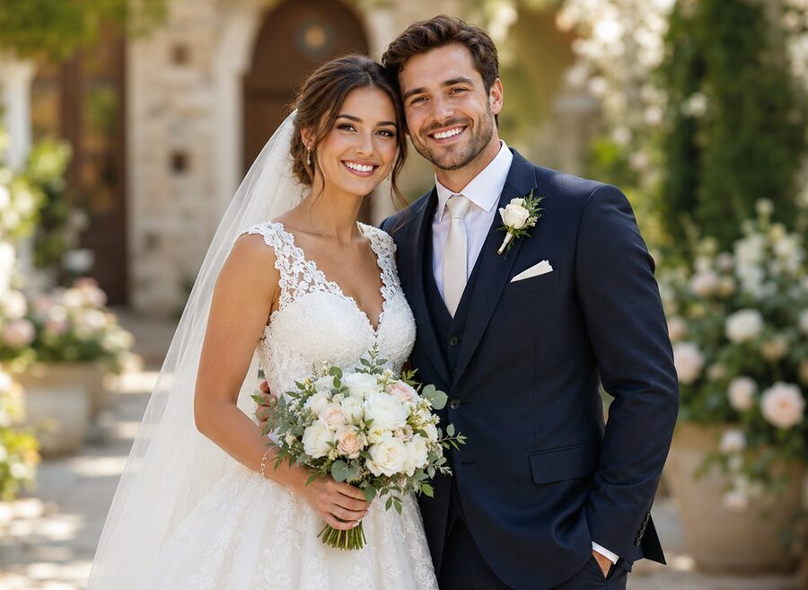 Original photo of a bride and groom