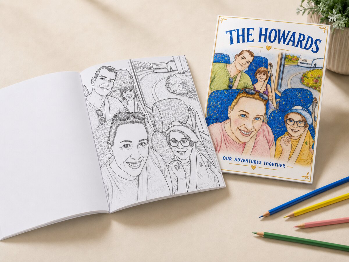 Finished Pic Books colouring book, printed, perfect-bound A5 with glossy cover